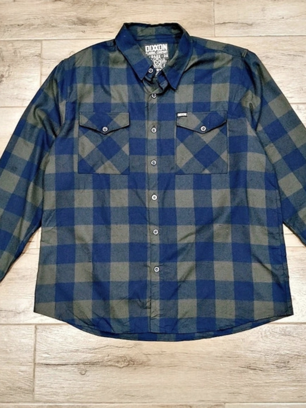 Dixxon Flannel Company 0-Bark-30 Plaid Cotton Shirt in Blue & Green Size Large